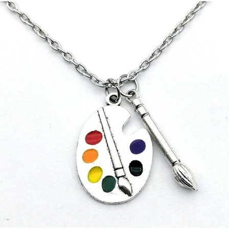Necklace - Palette - Paintbrush - Asymmetrical