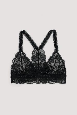 NA-KD Lingerie Haut en dentelle souple à dos nageur - Soutiens-gorge - Noir - Medium