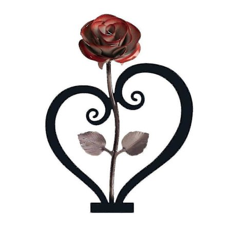 Jern Metall Rose Dekor Rose med Hjerteformet Stativ (Rød)