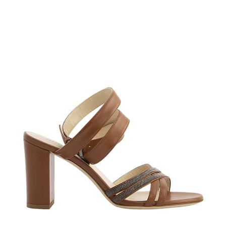 Fabiana Filippi Lucia Leather Sanls Brun, Dame Sandaler med hæl, Størrelse: 39 EU
