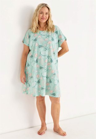 Cellbes of Sweden - Kortermet nattkjole i tåkegrønn for damer i størrelse 42/44