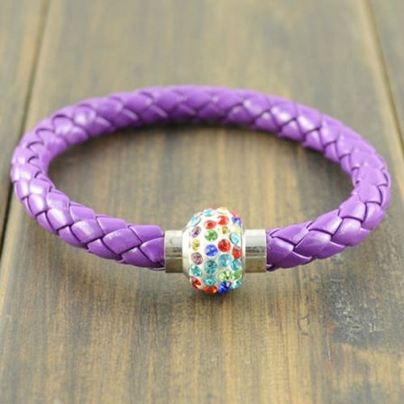 Läderarmband Magnet strass spänne armband