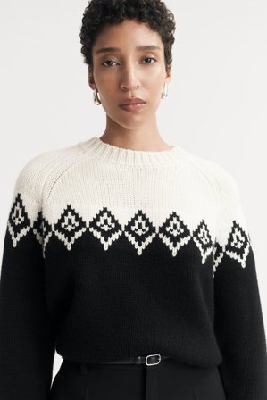 Soft Goat - Fair Isle Crewneck - Kashmirtröja dam - L - Black