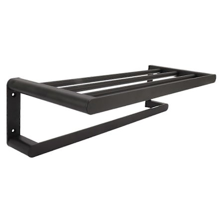 Baderom Veggmontert Aluminium Badehyller Plassbesparende Svart GGF