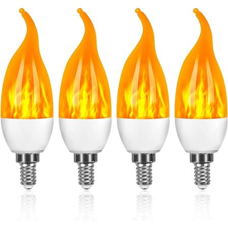 4 kpl 2W E14 LED-liekkivalopolttimoa, joissa on 3 valotilaa Hallow'eenille