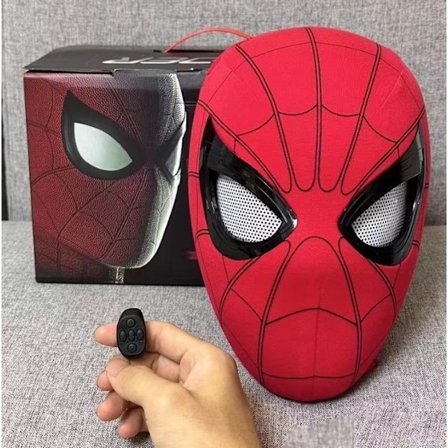 Spiderman Maske med Ring Fjernbetjening til Blinkende Øjne Blinkende Hjelm Cosplay Party Halloween Maske Rekvisitter