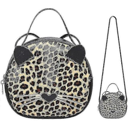 Söpö kissalaukku leopardikuvioinen olkalaukku mini olkalaukku käsilaukut lapsille naisille teineille tytöille (ruskea)