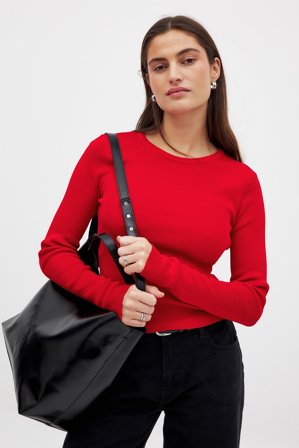 NA-KD Haut en maille côtelée - - Rouge - XS