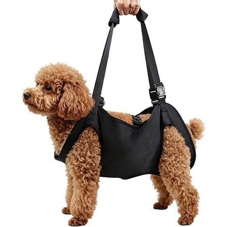 ING Justerbar Hundesele med Håndtag til Små, Mellemstore og Store Hunde Støttende Sele til Genoptræning og Bærestrop i Sort