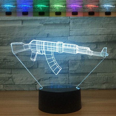 3D LED Pistol Optisk Illusion Sensor Nattlampa med Smart