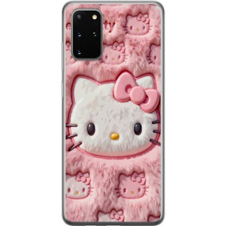 Kompatibelt Mobildeksel til Samsung Galaxy S20+ Hello Kitty rosa fluffy bakgrunn med ikoniskt ansikt og kawaii-estetikk