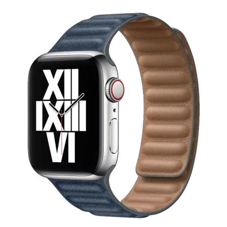 Læderrem til Apple Watch Band 44mm 40mm 45mm 41mm Magnetisk Link Armbånd iWatch Ultra 49mm Seires 8 7 6 SE 5 4 3 42mm Mørkeblå
