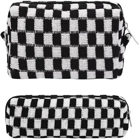2 stk. ternede kosmetiktasker penalhus bærbar rejse toilettaske ternede penalhuse makeupbørster opbevaringspose papirorganisator