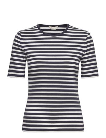Slim Striped 1X1 Ribbed Ss T-Shirt Tops T-shirts & Tops Short-sleeved Blue GANT