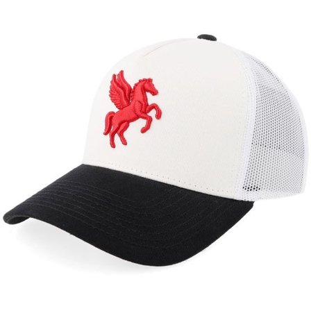 Wild Spirit - Vit trucker Keps - Red Pegasus White/Black A-frame Trucker @ Hatstore