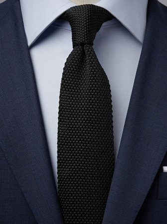 John Henric Men's Black Knitted Tie Size 6