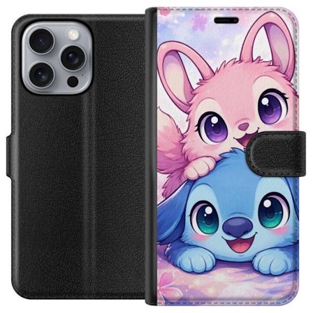 Yhteensopiva Lompakkokotelo Apple Apple iPhone 16 Pro Max Suloinen kawaii-aiheinen kuvaus vaaleanpunaisilla ja sinisillä fantasieläimillä, suurilla