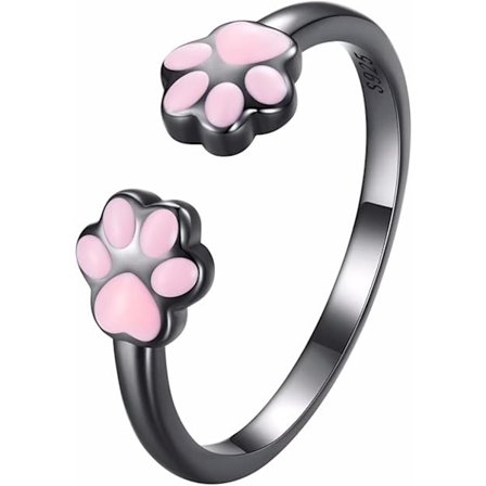 (S925 Sterling Silver) Kattkloring – justerbar kattring – Sterlingsilver, enkel och söt ring – Kattunge personlighetsring