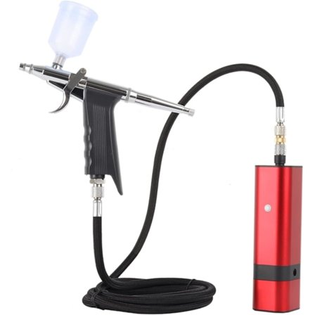 Airbrush Kit Bärbar Air Brush Spray Gun Airbrush Kompressor Penna för Makeup Skönhetsvård Hud Nail Art Tårtdekoration Frisörsalong (Färg: