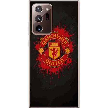 Kompatibelt Mobildeksel til Samsung Samsung Galaxy Note20 Ultra Manchester United logo i rød og gul farge med røff sportslig bakgrunn