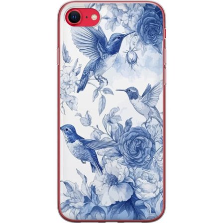 Kompatibelt Mobilskal till Apple Apple iPhone SE (2022) Fåglar och blommor blå romantiskt mönster