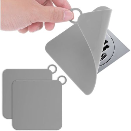 Silikon Badekarplugger Dusjavløpsplugger Gel Badekar Avløpsbeskyttelse Gulvslukmatte for Bad, Toalett, Kjøkken og Vaskerom (Grå)