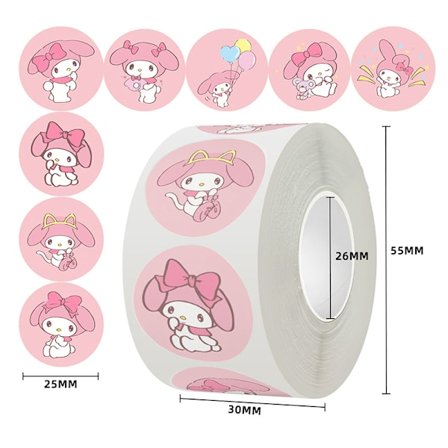 500 stk/rull Cartoon Anime Stickers e Kuromi Loopy Stickers Not