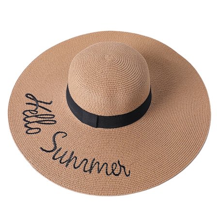 Naisten lierihattu olkihattu leveälierinen aurinkohattu hengittävä (Hello Summer)