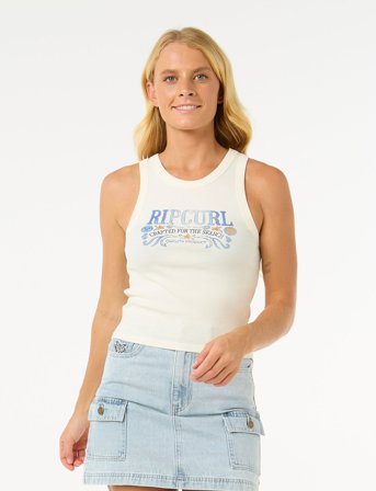 Rip Curl Luna Ribbed Tank - Beige - L