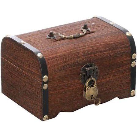 Skattkista Liten Träbox med Lås och Nyckel Retro Trä, ZQKLA