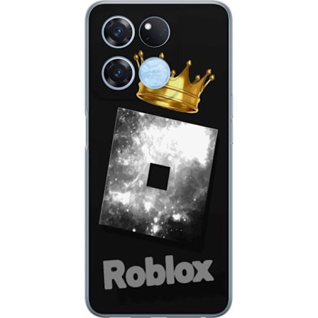 Kompatibel Mobilcover til OnePlus OnePlus Ace Racing Minimalistisk sort og sølvfarvet Roblox-symbol med gylden krone og luksuriøs gamer-æstetik på