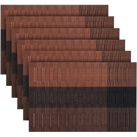 Set med 6 plassmatter i PVC, vaskbar, sklisikker, varmebestandig, enkel