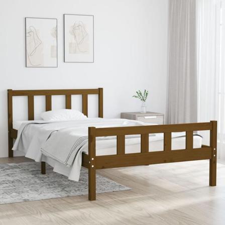 Vidaxl Sängram Honungsbrun Massivt Trä 100x200 Cm Brun