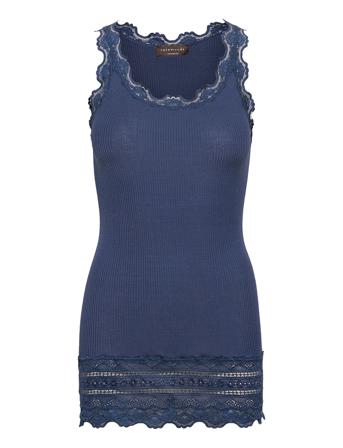 Silk Top W/ Lace Blue Rosemunde