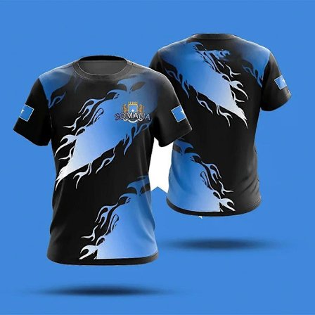 Somaliansk flagg badge 3D-printet mesh Polyester T-skjorte Topp Sommer T-skjorte Herre shorts ermer Sportsklær