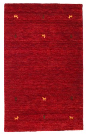 Gabbeh Loom Two Lines 100X160 Petit Rouge Tapis De Laine
