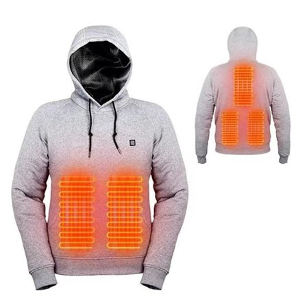Oppvarmet hettegenser for menn, USB-oppvarmet sweatshirt, elektrisk oppvarmet varm hettegenser, avslappet herre- og damebekledning
