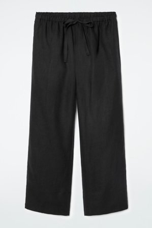 COS Women's Drawstring Linen Trousers in Black