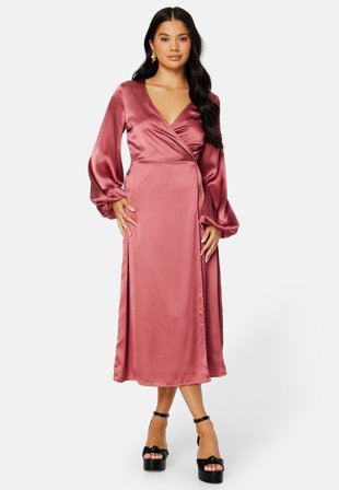 Bubbleroom Occasion Misha Satin Dress Dark dusty pink Tøj