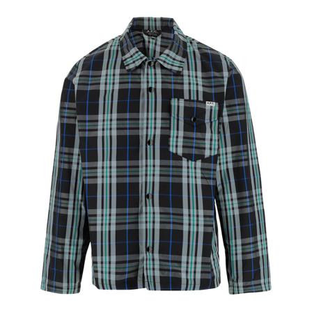A.p.c. Shirt made of nylon Classic collar Front snap button closure One patch pocket on the chest Long sleeves Blå, Herre Skjorter