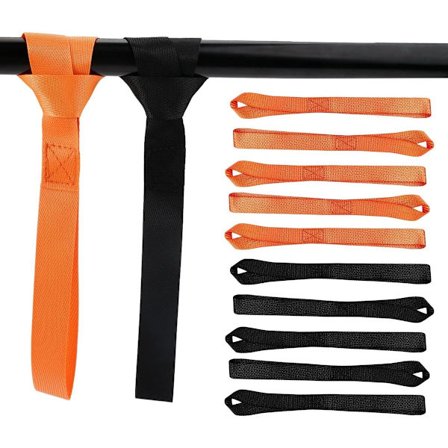 Nylon surrningsöglor, 2,5 cm x 30 cm, lastkapacitet 500 kg, nylonfästrem (10 st svarta + orange)
