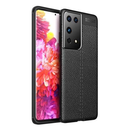 Samsung Galaxy S21 Ultra - Litchi Textur Skal - Svart Black Svart