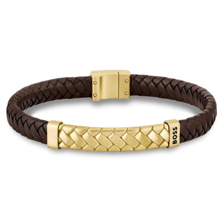 Pulsera BOSS Tailored marrón y dorada para hombres - Pulseras de acero