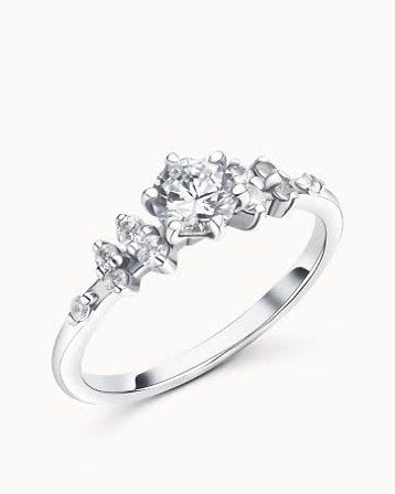 Sidestensring Faye 18K Hvitt Gull Naturlig Diamant 0.50 Carat - Forlovelsesringer hos Vanbruun