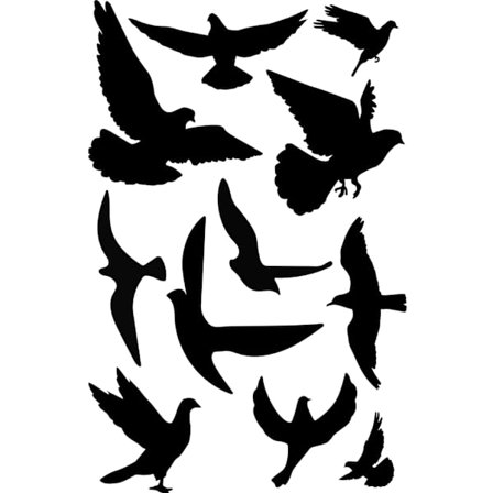 Stora dekaler för att skydda mot fågelkollisioner | Komplett set