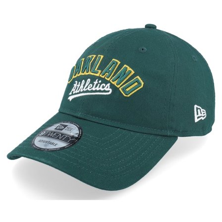 New Era - Oakland Athletics MLB Wordmark 9TWENTY Dark Green Dad Cap Unconstructed Green Cap - MLB @ Hatstore