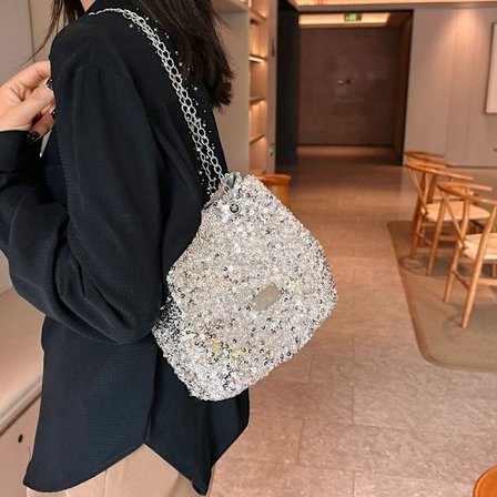 Fashion Sequined Women's Bucket Bag Handbags Female Crossbody Shoulder Bag Tote Purse Chain Messenger Bag Lady Handbag ާܧ