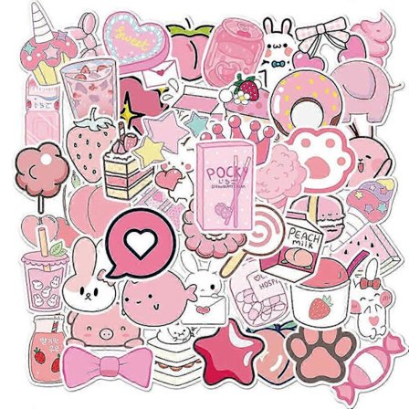 50 stk. Søte rosa klistremerker for vannflasker, Kawaii estetiske klistremerker for bærbar PC Hydroflask Skateboard, Vanntett vinyl klistremerkepakke 