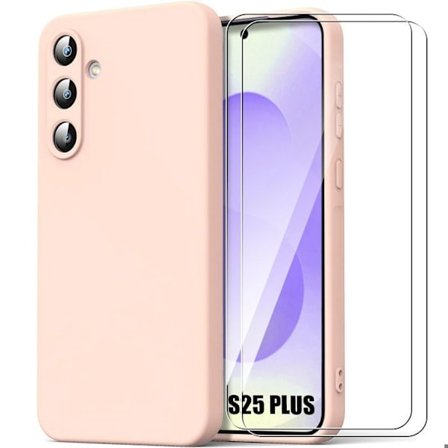 Coque för Samsung Galaxy S25 Plus (Galaxy S25+) Mattsljusrosa Effekt + 2 Härdat Glas - BOOLING