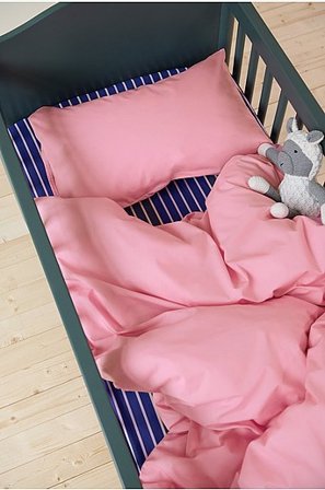 Jotex - Percale Mini Komplet Pościeli Ekologicznej Do Łóżeczka Niemowlęcego Różowy - ZACK - Kup Pościel i poszewki na poduszki dla dzieci firmy Jotex